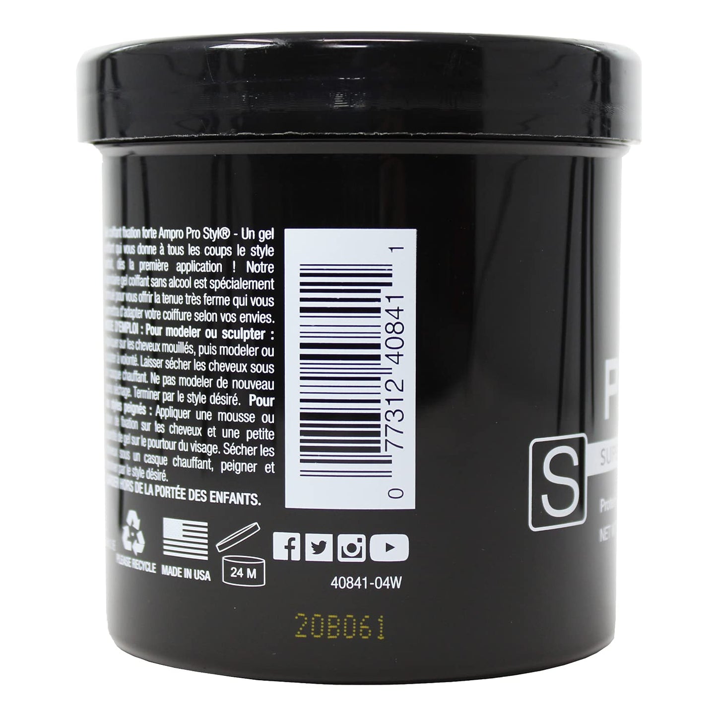 Ampro Pro Styl Protein Super Hold Styling Gel, 15 Ounce