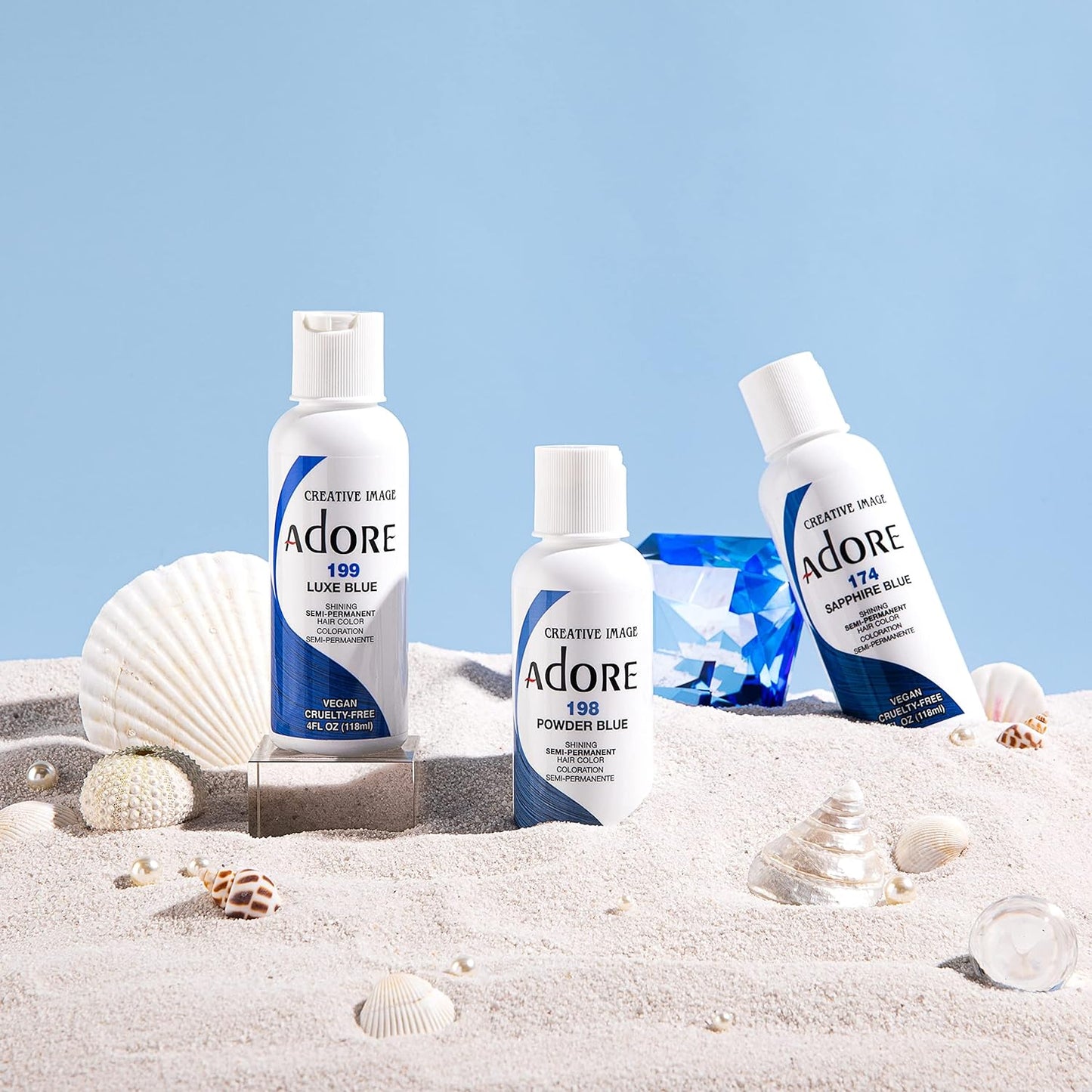 Adore Semi Permanent Hair Color - Vegan and Cruelty-Free Blue Hair Dye - 4 Fl Oz - 112 Indigo Blue