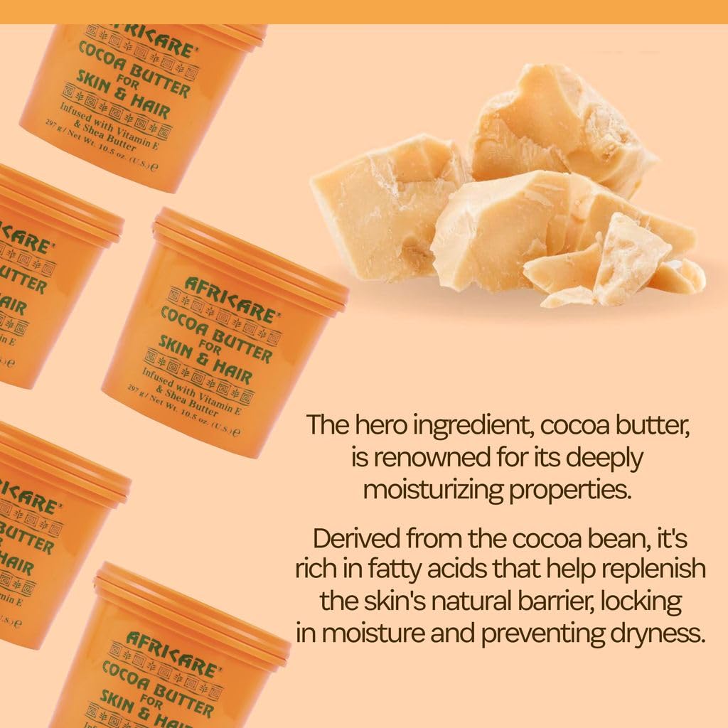 Africare Cocoa Butter 10.5 Oz - for Skin and Hair - Enriched With Vitamin E and Shea Butter