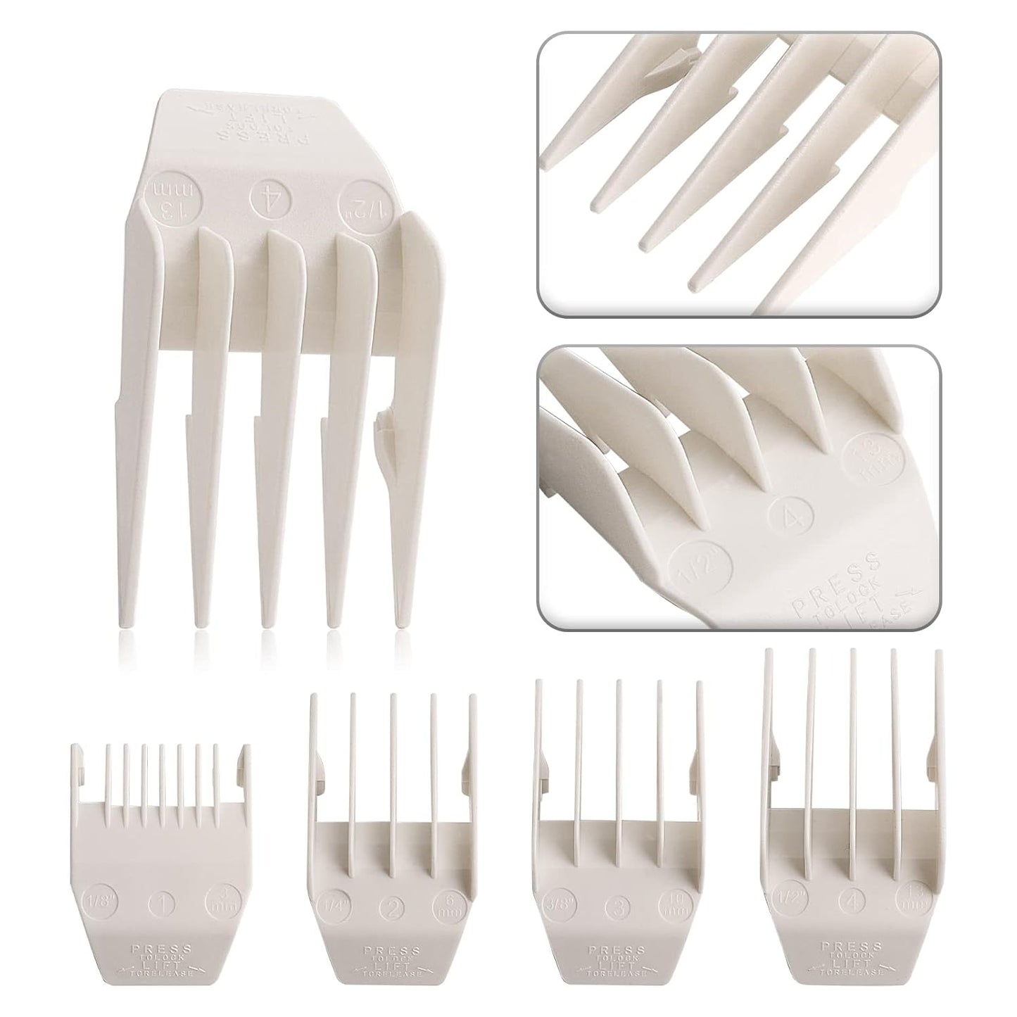 Professional Peanut Clipper Guards - 4-Piece Clipper Guides For Wahl Peanut, Trimmer Cutting Guides Set - Competible with Peanut Blade, White