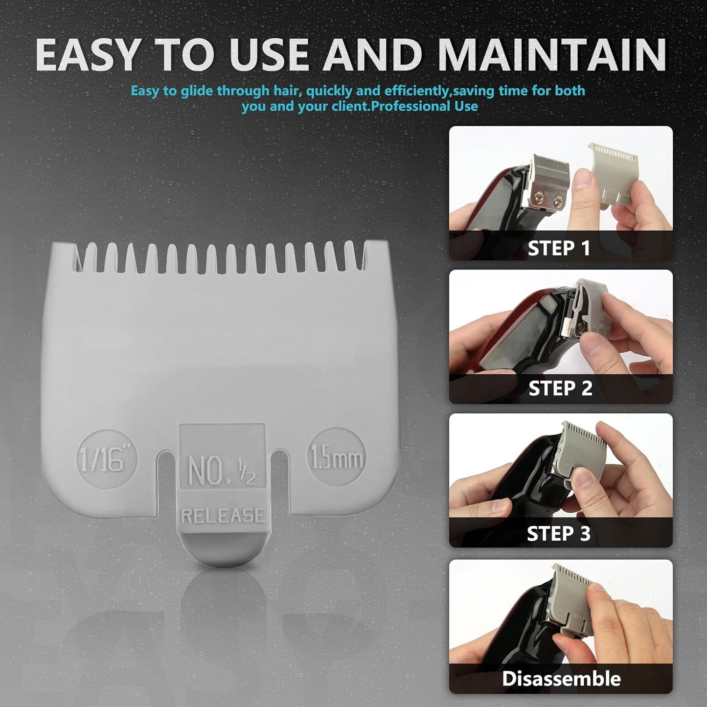 Wahl Professional Color Coded Clipper Guide Comb Attachment #1/2, 1/16", 1.5mm-Great for Professional Stylists and Barbers