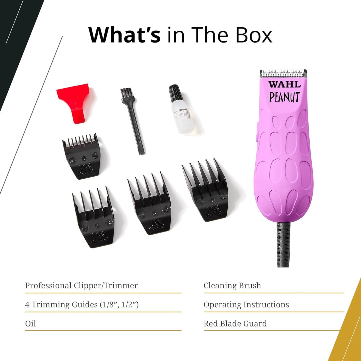 Wahl Professional Pink Peanut Corded Trimmer - Compact, Lightweight Powerful Rotary Motor Grooming Tool