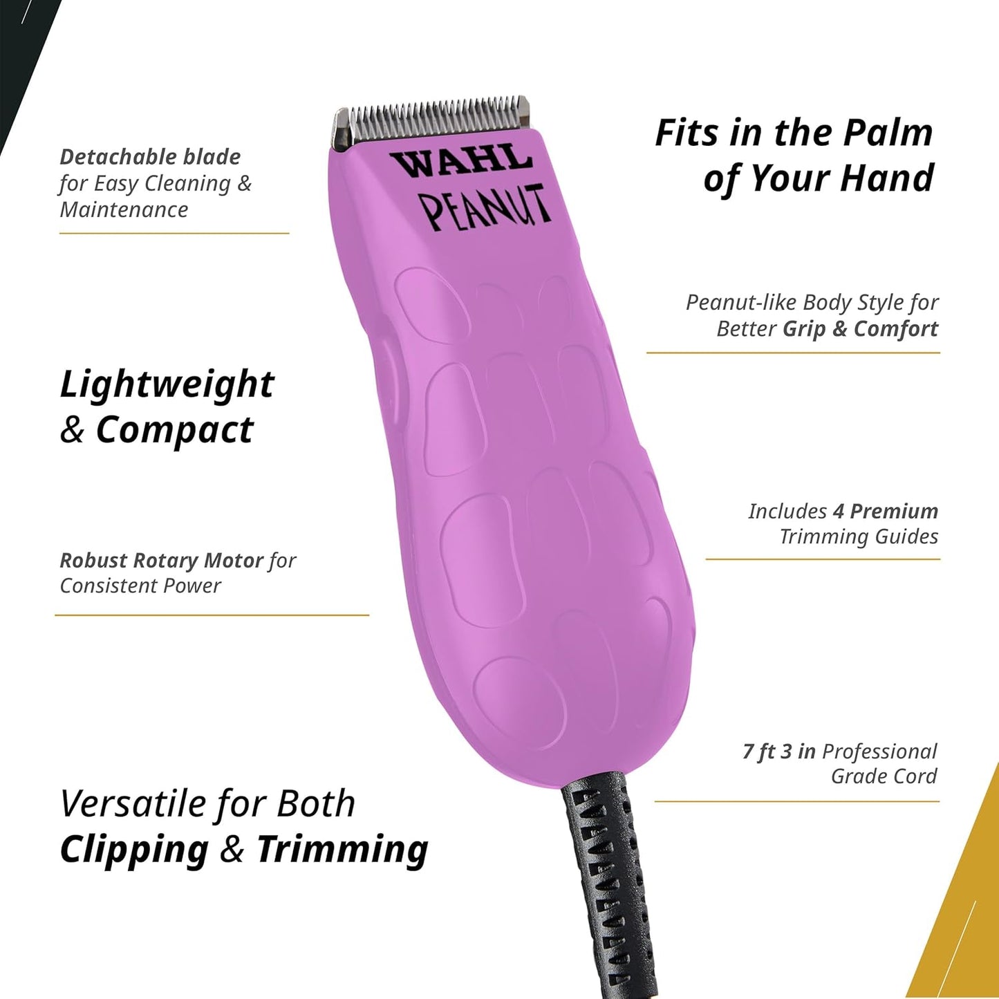 Wahl Professional Pink Peanut Corded Trimmer - Compact, Lightweight Powerful Rotary Motor Grooming Tool