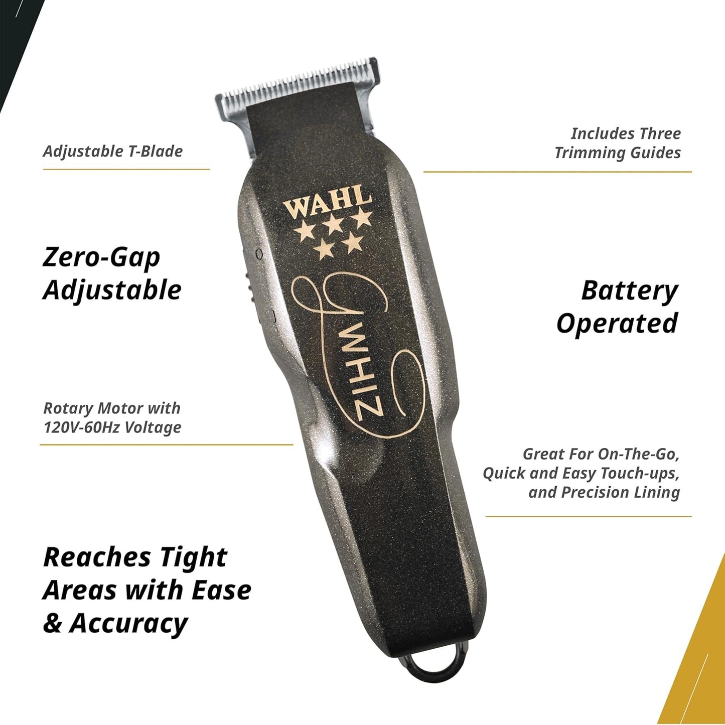 Wahl Professional 5 Star G-Whiz Trimmer, Battery Powered, Lightweight, Precision Lining, Complete Kit