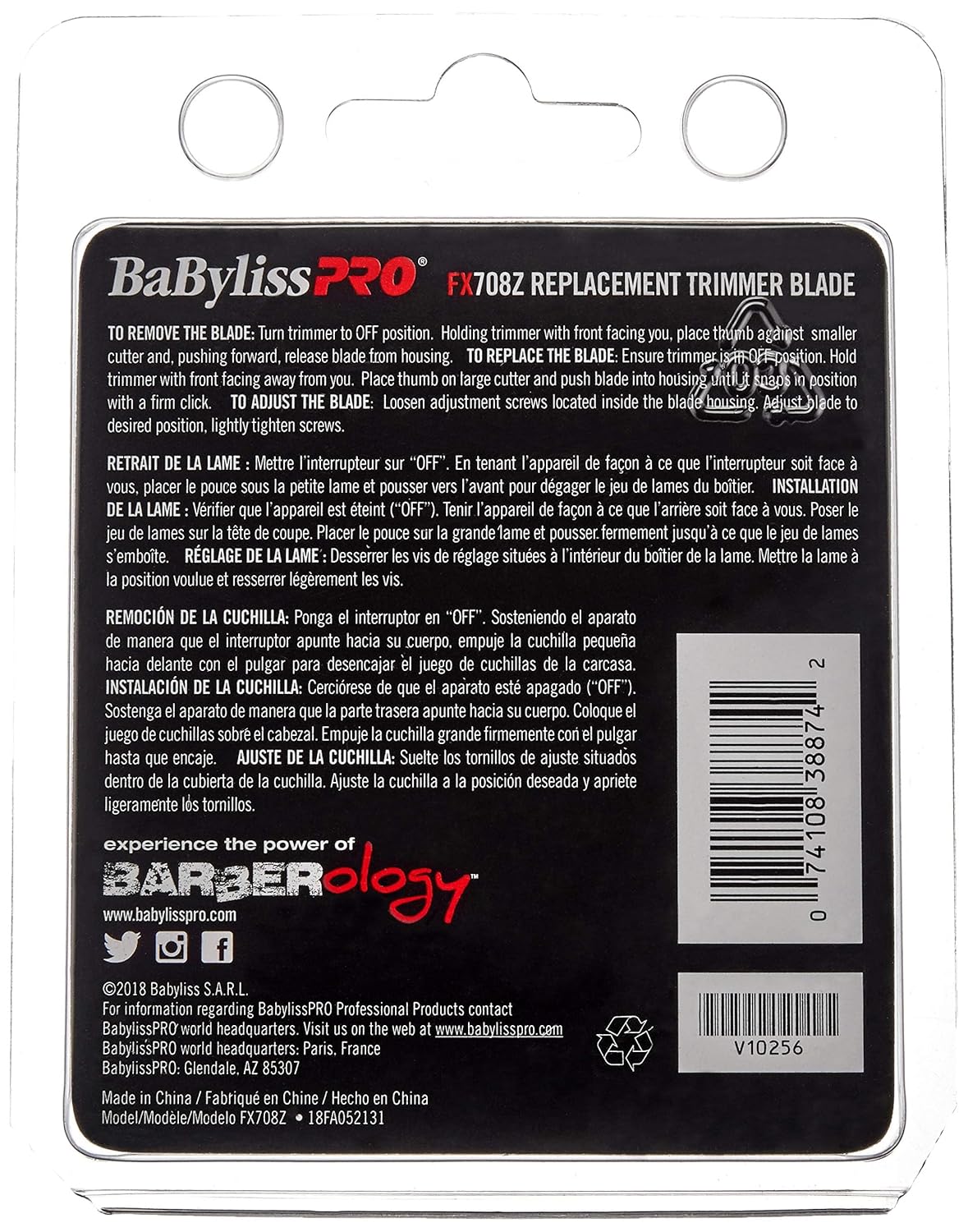 BaBylissPRO Barberology FX708Z Stainless Steel Replacement T-Blade for FX788RG and FX788S