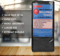 The Towel Guys 16 x 16" Black Professional Grade Microfiber Cleaning Towel (Pack of 24)