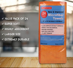 The Towel Guys 16 x 16" Orange Professional Grade Microfiber Towel (Pack of 24)