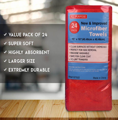 The Towel Guys 16 x 16" Red Professional Grade Microfiber Towel (Pack of 24)