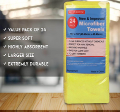 The Towel Guys 16 x 16" Yellow Professional Grade Microfiber Towel (Pack of 24)