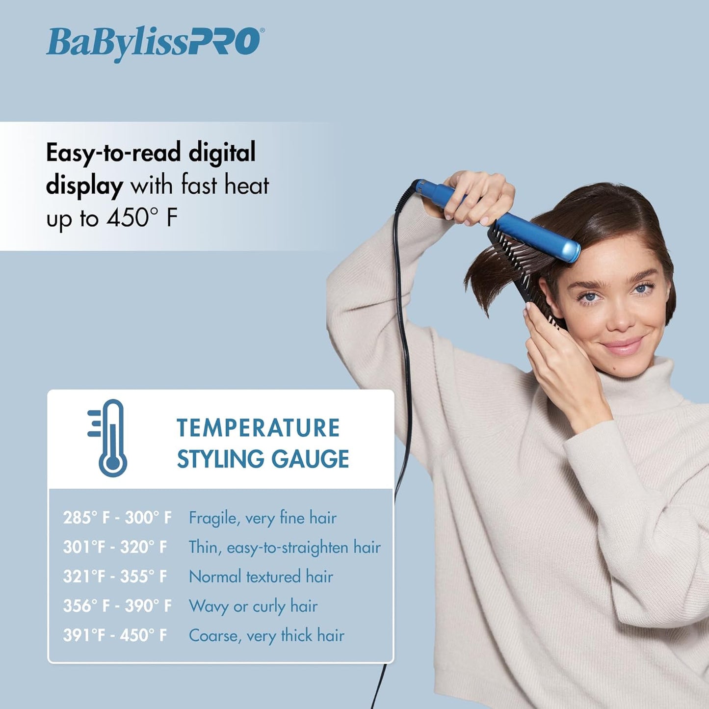 BaBylissPRO Nano Titanium Flat Iron Hair Straightener, 1" Digital Hair Straightener Iron for Professional Salon Results and All Hair Types