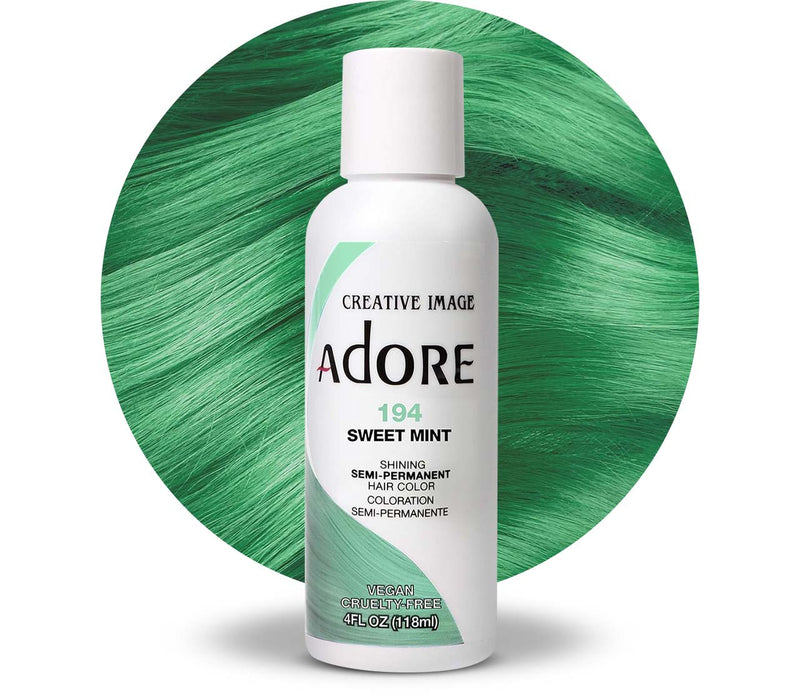 Adore Semi Permanent Hair Color - Vegan and Cruelty-Free Green Hair Dye - 4 Fl Oz - 194 Sweet Mint