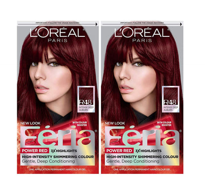 L'Oreal Paris Feria Multi-Faceted Shimmering Permanent Hair Color, R48 Intense Deep Auburn, Hair Dye Kit