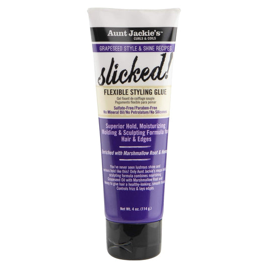 Aunt Jackie's Grapeseed Style and Shine Recipes Slicked Flexible Hair Styling Glue, Superior Hold, 4 Ounce