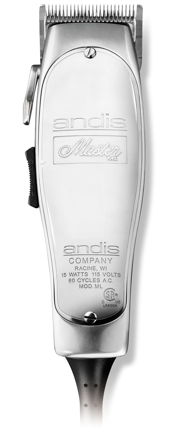 Andis 01557 Professional Master Adjustable Blade Hair Trimmer, Unbreakable Carbon Steel T-Blade - Silver, Chrome, Pack of 1
