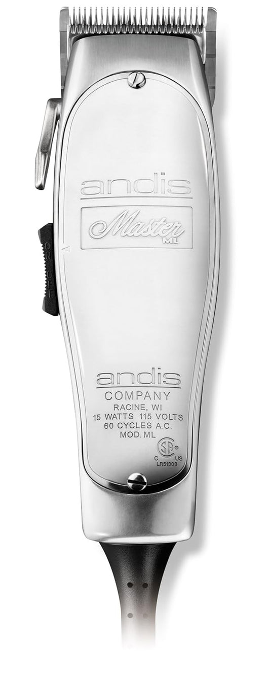 Andis 01557 Professional Master Adjustable Blade Hair Trimmer, Unbreakable Carbon Steel T-Blade - Silver, Chrome, Pack of 1