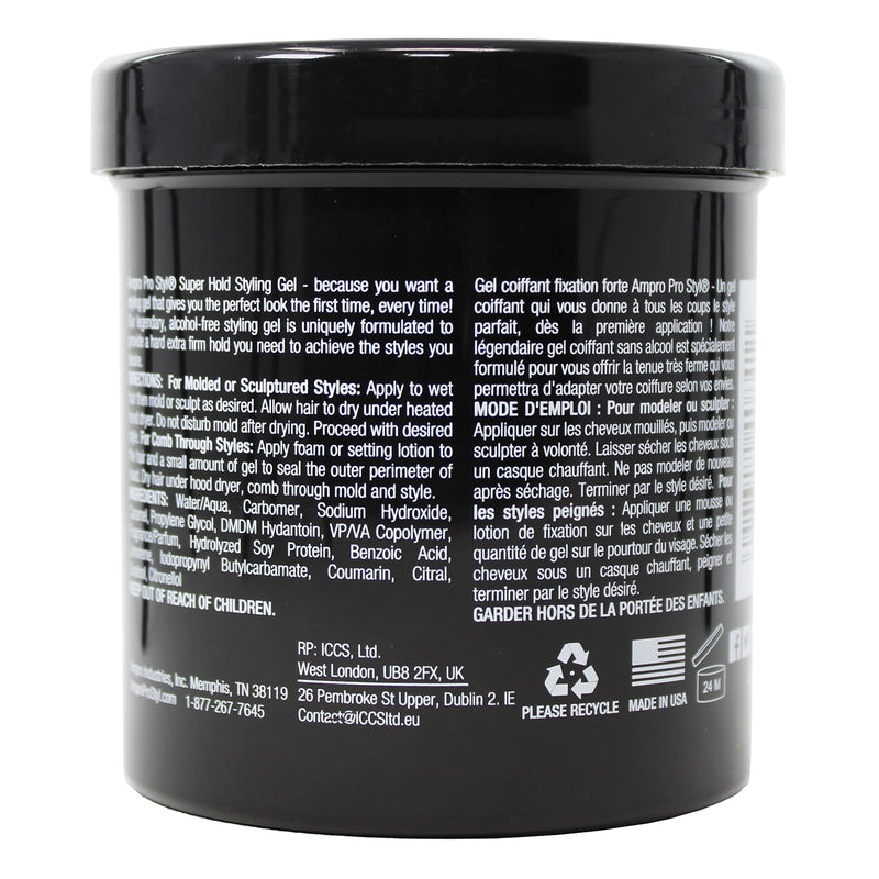 Ampro Pro Styl Protein Super Hold Styling Gel, 15 Ounce