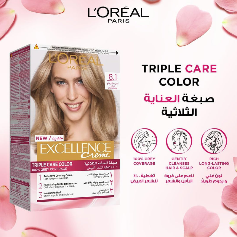 L’Oréal Paris Excellence Creme 8.1 Ash Light Blonde Haircolor