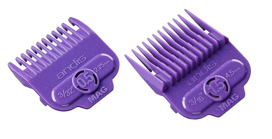 Andis 66560 Magnetic Comb Set - Dual Pack 0.5 & 1.5 - Long-Lasting Performance - Provides Safe & Accurate Clipper Cutting – 2 Count – Violet