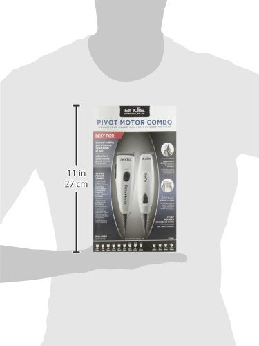 Andis 23965 Professional PivotPro And SpeedMaster Hair Clipper and Beard Trimmer PivotMotor Set, Silver