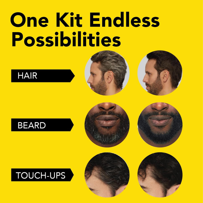 CLEVERMAN Black Hair & Beard Dye for Men, All-in-One Reusable Kit - Natural-Looking Gray Coverage, Professional-Quality, Ammonia-Free, 3.38 Fl Oz