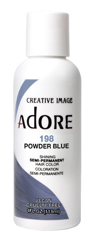Adore Semi Permanent Hair Color - Vegan and Cruelty-Free Blue Hair Dye - 4 Fl Oz - 198 Powder Blue