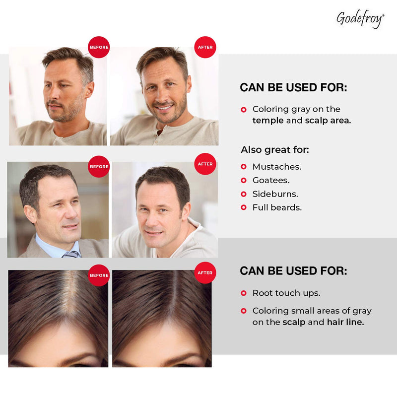 Godefroy Hair Color Kit for Spot Coloring, Covers Up Gray Hairs, Dark Brown, 4-Application Kit