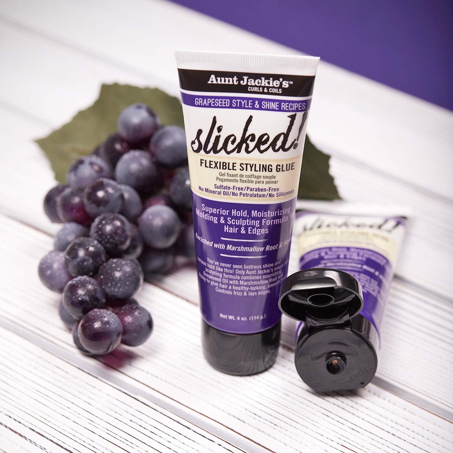 Aunt Jackie's Grapeseed Style and Shine Recipes Slicked Flexible Hair Styling Glue, Superior Hold, 4 Ounce