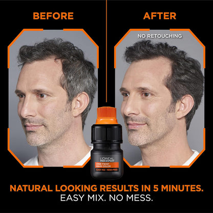 L’Oreal Paris Men Expert One Twist Mess Free Permanent Hair Color, Mens Hair Dye to Cover Grays, Easy Mix Ammonia Free Application, Light Medium Brown 05, 1 Application Kit