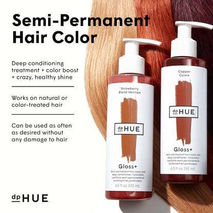 dpHUE Gloss+, Copper - 6.5 oz - Semi-Permanent Hair Color & Conditioner - Lasts Up to Eight Washes - Paraben, SLS & SLES Sulfate Free - Vegan, Leaping Bunny Certified
