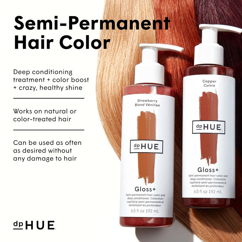 dpHUE Gloss+, Copper - 6.5 oz - Semi-Permanent Hair Color & Conditioner - Lasts Up to Eight Washes - Paraben, SLS & SLES Sulfate Free - Vegan, Leaping Bunny Certified