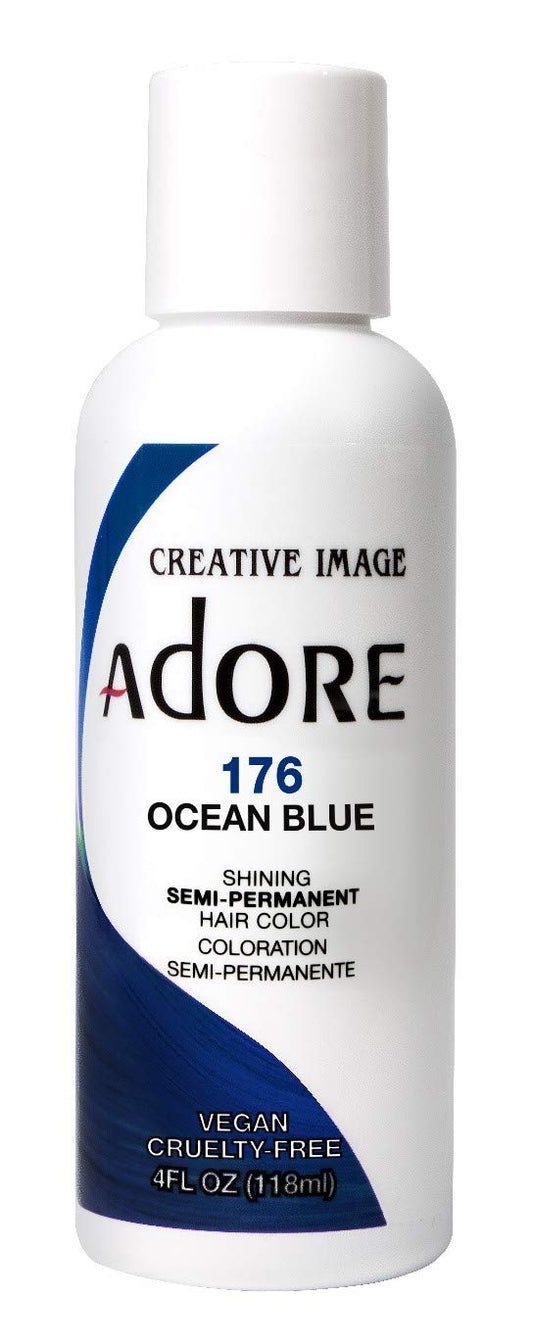 Adore Semi Permanent Hair Color - Vegan and Cruelty-Free Blue Hair Dye - 4 Fl Oz - 176 Ocean Blue