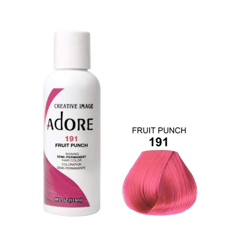 Adore Semi Permanent Hair Color - Vegan and Cruelty-Free Pink Hair Dye - 4 Fl Oz - 191 Fruit Punch