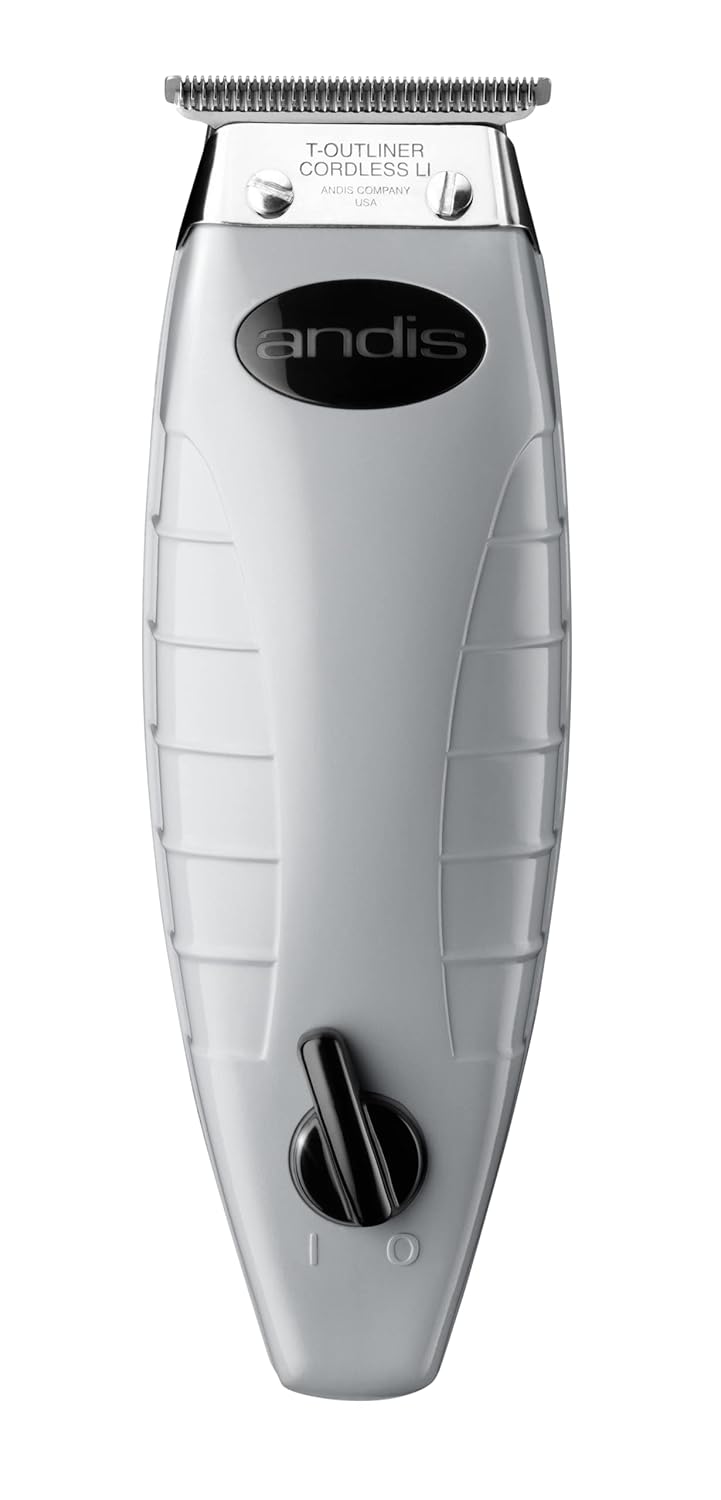 Andis 74000 Professional Corded/ Cordless Hair & Beard Trimmer, T-Outliner Blade Trimmer, Zero Gapped, Close Cutting Carbon Steel T-Blade Trimmer, Grey