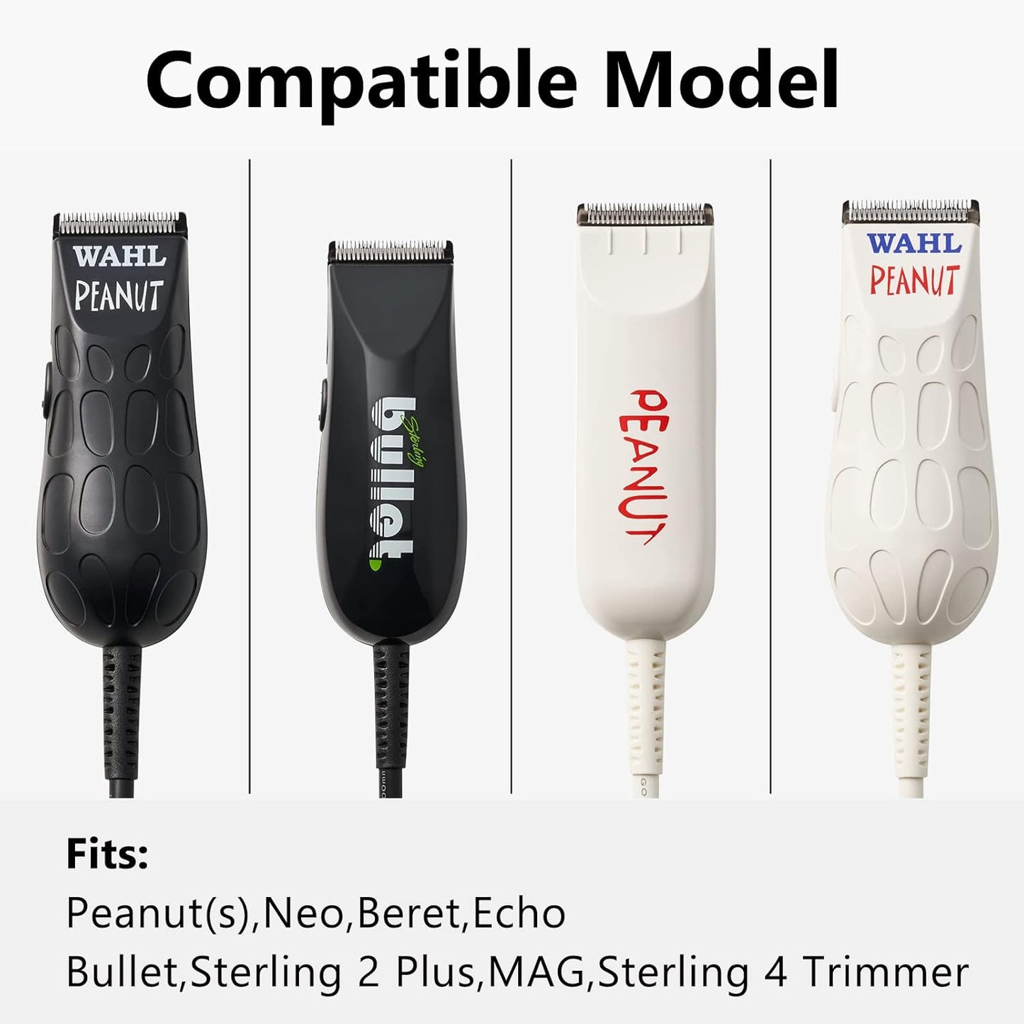 Professional Peanut Clipper Guards - 4-Piece Clipper Guides For Wahl Peanut, Trimmer Cutting Guides Set - Competible with Peanut Blade, White