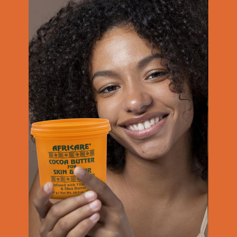 Africare Cocoa Butter 10.5 Oz - for Skin and Hair - Enriched With Vitamin E and Shea Butter