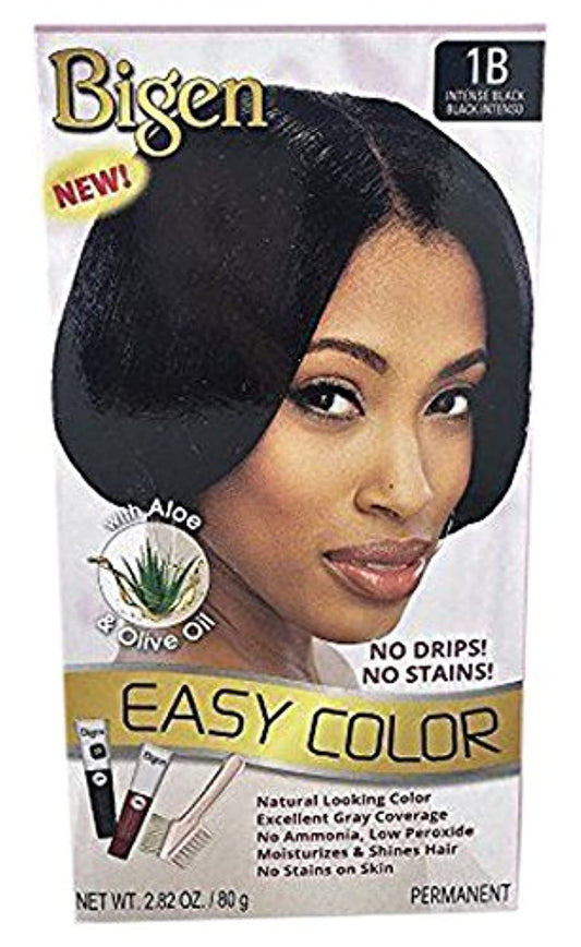 Bigen Easy Color Permanent Hair Dye With Aloe Olive Oil, Intense Black, 2.82 Oz