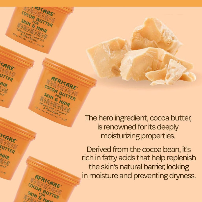 Africare Cocoa Butter 10.5 Oz - for Skin and Hair - Enriched With Vitamin E and Shea Butter