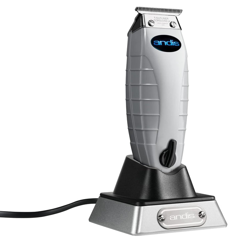 Andis 74000 Professional Corded/ Cordless Hair & Beard Trimmer, T-Outliner Blade Trimmer, Zero Gapped, Close Cutting Carbon Steel T-Blade Trimmer, Grey