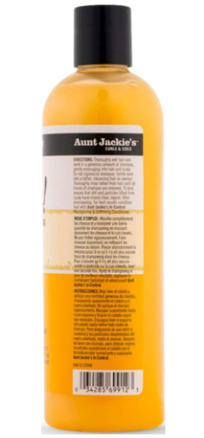 Aunt Jackie's Curls and Coils Oh So Clean Deep Moisturizing and Softening Hair Shampoo for Natural Curls, Coils and Waves, Enriched shea Butter, 12 oz