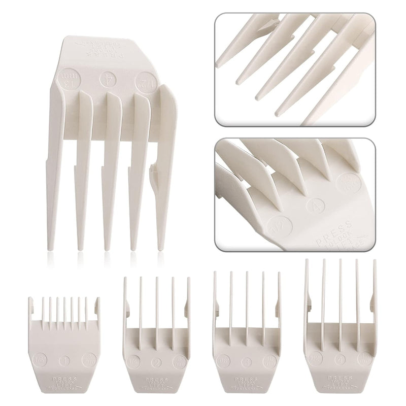 Professional Peanut Clipper Guards - 4-Piece Clipper Guides For Wahl Peanut, Trimmer Cutting Guides Set - Competible with Peanut Blade, White