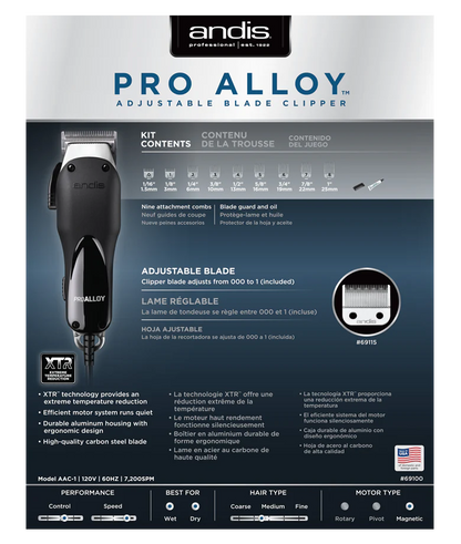 ANDIS Pro Alloy Clipper with Reduce Temp. Model #AN-69100