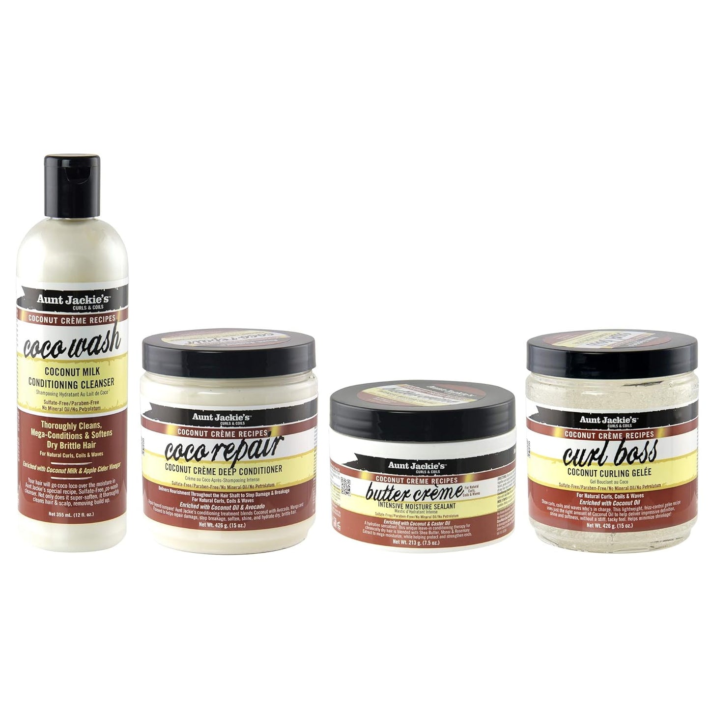Aunt Jackie's Coconut Crème Recipes Curl Boss Coconut Curling Hair Gel for Naural Curls, Coils and Waves, 15 oz