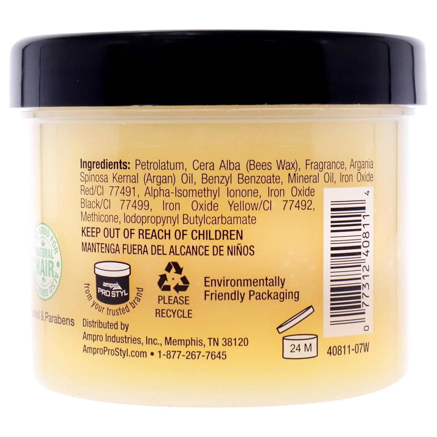 Ampro Pro Styl Beez Wax - Softens Your Hair and Provides Strong Hold - Infused with Argan Oil to Smooth and Condition Tresses - Creates Sleek Looks When Locking, Curling, and Braiding - Gold - 4 oz