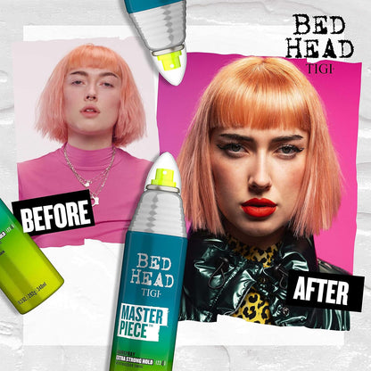 Bed Head by TIGI Frizz Control Travel Hairspray Extra Hold Masterpiece Hair Care Spray for Incredibly Shiny and Glossy Hair, 2.4 oz, Mini Hair Spray