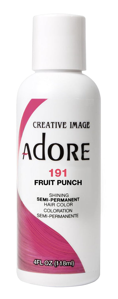 Adore Semi Permanent Hair Color - Vegan and Cruelty-Free Pink Hair Dye - 4 Fl Oz - 191 Fruit Punch