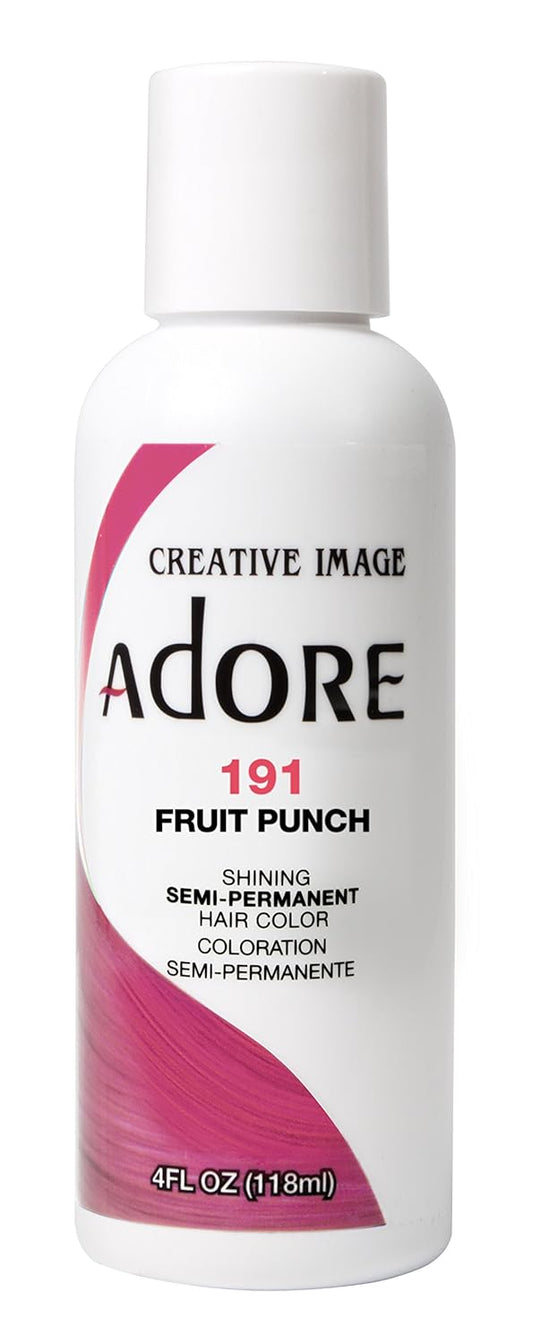 Adore Semi Permanent Hair Color - Vegan and Cruelty-Free Pink Hair Dye - 4 Fl Oz - 191 Fruit Punch