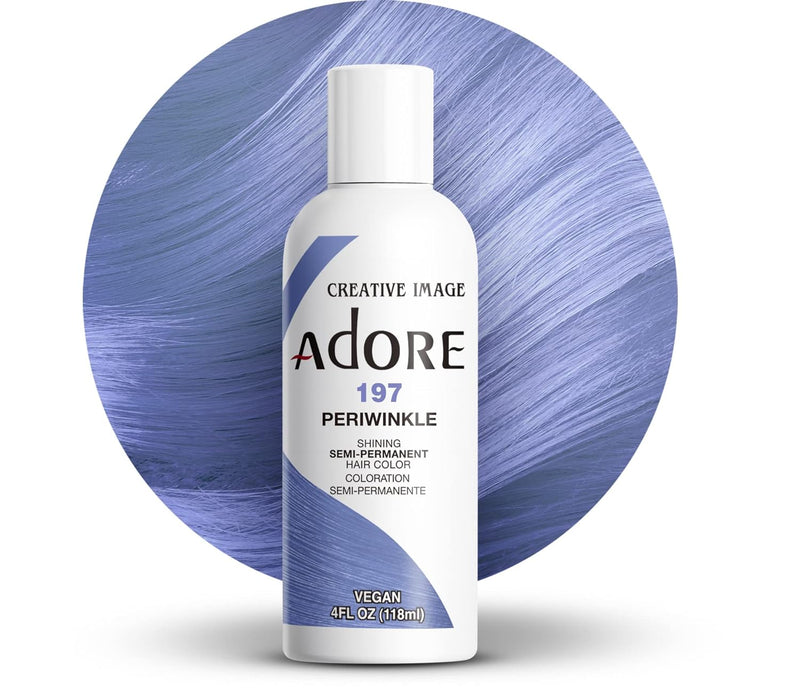 Adore Semi Permanent Hair Color - Vegan and Cruelty-Free Purple Hair Dye - 4 Fl Oz - 197 Peri Winkle
