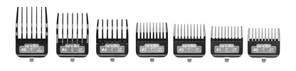 Andis 33640 BG-Series Premium Metal Clip Comb Set - Provides Sharp Cutting Blades with Long-Lasting Performance, Available in 7 Different Sizes – Black
