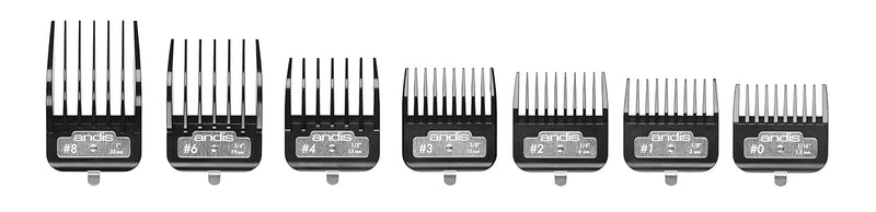 Andis 33640 BG-Series Premium Metal Clip Comb Set - Provides Sharp Cutting Blades with Long-Lasting Performance, Available in 7 Different Sizes – Black