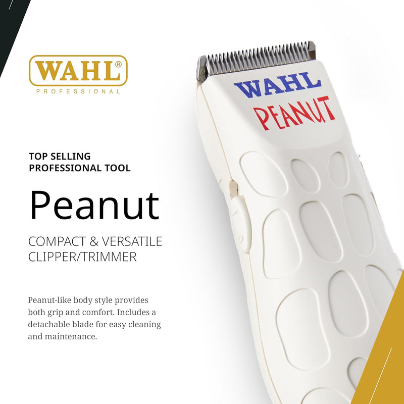 Wahl Professional White Peanut Corded Trimmer - Compact, Lightweight Powerful Rotary Motor Grooming Tool